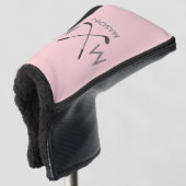 Elegant Blush Pink | Modern Golfer-monogram Golfheadcover (3/4 voorkant)