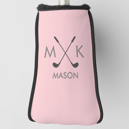 Elegant Blush Pink | Modern Golfer-monogram Golfheadcover (Draai 90)