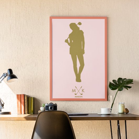 Elegant Blush Pink | Modern Lady Golfer Poster
