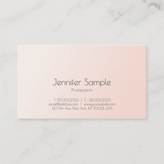 Elegant Blush Pink Modern Minimalist Plain Luxury Visitekaartje (Achterkant)