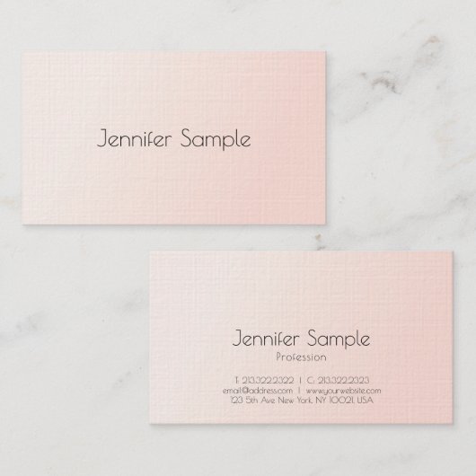 Elegant Blush Pink Modern Minimalist Plain Luxury Visitekaartje (Voorkant / Achterkant)