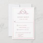Elegant Blush Pink Monogram en Waterverf RSVP (Voorkant)