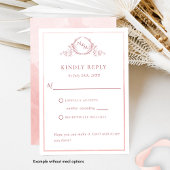 Elegant Blush Pink Monogram en Waterverf RSVP