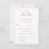 Elegant Blush Pink Monogram met Waterverf RSVP (Voorkant)