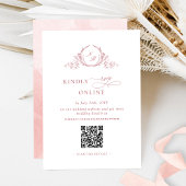 Elegant Blush Pink Monogram RSVP Online QR-code Informatiekaartje