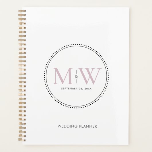 Elegant Blush Pink Monogram Weddenschap Planner (Voorkant)