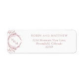 Elegant Blush Pink Monogram Weddenschap Retouradre Etiket (Voorkant)