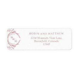 Elegant Blush Pink Monogram Weddenschap Retouradre Etiket