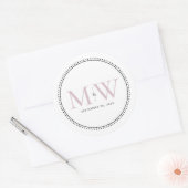 Elegant Blush Pink Monogram Weddenschap Ronde Sticker (Envelop)