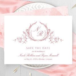 Elegant Blush Pink Monogram Wedding, Calligrafie Save The Date