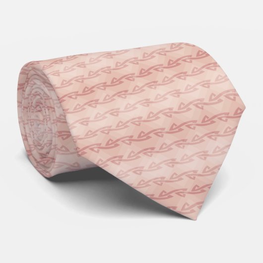 Elegant Blush Pink Motif Striped Stropdas (Opgerold)