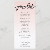 Elegant Blush Pink Nail Salon Price List Kaarten (Voorkant)