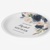 Elegant Blush Pink Navy Blue Floral Vrijgezellenfe Papieren Bordje (Gekanteld)