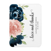 Elegant Blush Pink Navy Blue Floral Wedding Favor Magneet (Verticaal)
