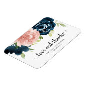 Elegant Blush Pink Navy Blue Floral Wedding Favor Magneet (Linkerzijde)