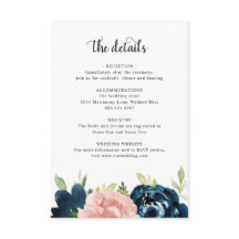 Elegant Blush Pink Navy Blue Floral Wedding