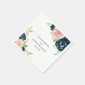 Elegant Blush Pink Navy Blue Floral Wedding Servet (Hoek)