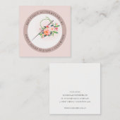 Elegant Blush Pink Needle Waterverf Floral Tailor Vierkante Visitekaartje (Voorkant / Achterkant)