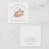 Elegant Blush Pink Needle Waterverf Floral Tailor Vierkante Visitekaartje (Voorkant / Achterkant)