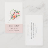 Elegant Blush Pink Needle Waterverf Floral Tailor Visitekaartje (Voorkant / Achterkant)