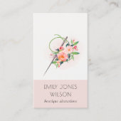 Elegant Blush Pink Needle Waterverf Floral Tailor Visitekaartje (Voorkant)