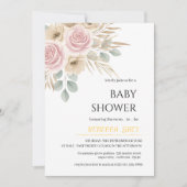 Elegant Blush Pink & Neutral Floral Baby Shower  Kaart (Voorkant)