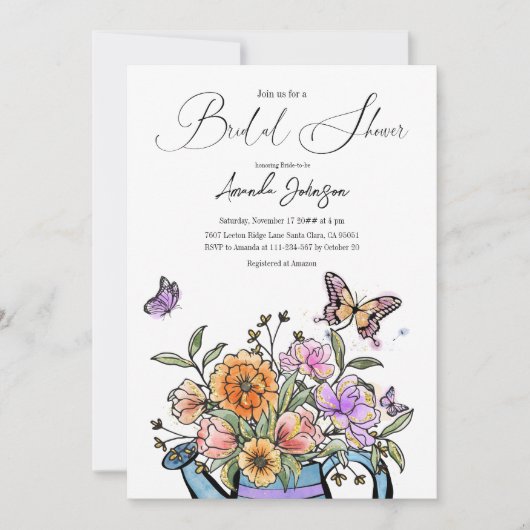 Elegant Blush Pink Oranje Garden Butterfly Floral Kaart (Voorkant)