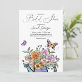 Elegant Blush Pink Oranje Garden Butterfly Floral Kaart (Staand voorkant)