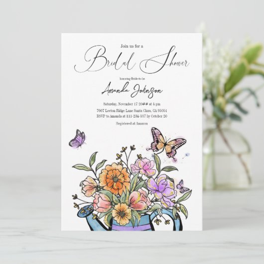 Elegant Blush Pink Oranje Garden Butterfly Floral Kaart (Staand voorkant)