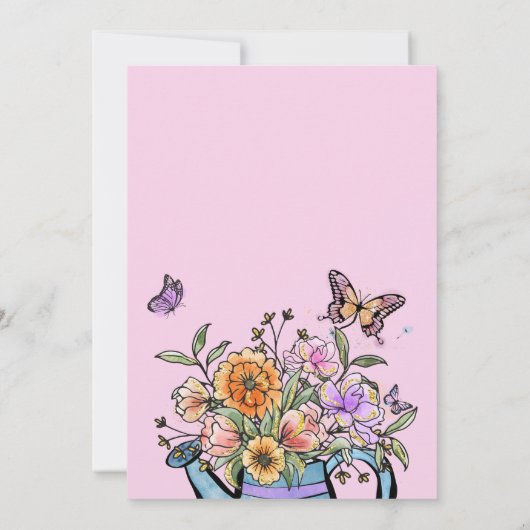 Elegant Blush Pink Oranje Garden Butterfly Floral Kaart (Achterkant)