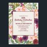 Elegant Blush Pink Paars Cream 60th Birthday Kaart<br><div class="desc">Elegant 60e verjaardagsfeest voor vrouwen in een prachtige, wazige roze en paarse waterverf floral op een roomkleurige achtergrond. De tekst en de doopvonten op deze uitnodiging zijn klantgericht gebruikend het ontwerphulpmiddel van Zazzle, zodat personaliseer het voor om het even welke leeftijd u kiest. Neem contact met ons op voor hulp...</div>
