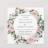 Elegant Blush Pink Paars Floral Wedding Kaart (Voorkant / Achterkant)