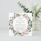 Elegant Blush Pink Paars Floral Wedding Kaart (Staand voorkant)