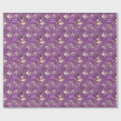 Elegant Blush Pink Paars Name Age Text Ballet Cadeaupapier (Vlak)