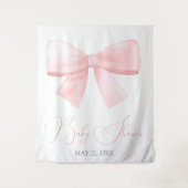 Elegant Blush Pink Pastel Bow Baby shower Wandkleed (Voorkant)