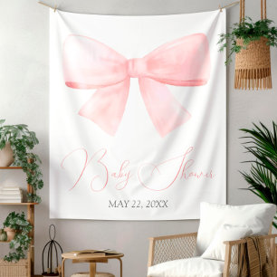 Elegant Blush Pink Pastel Bow Baby shower Wandkleed