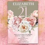 Elegant Blush Pink Peony 21st Birthday Kaart<br><div class="desc">Elegante Blush Pink Peony Flower 21e verjaardag uitnodiging voor vrouwen. U kunt de voorbeeldtekst eenvoudig in uw eigen tekst wijzigen door op Aanpassen te klikken. Klik op Aanpassen/Bewerken met het ontwerpgereedschap om het lettertype, de tekenkleur en de tekengrootte te wijzigen of om tekst of ontwerpelementen toe te voegen/te verwijderen/te wijzigen....</div>