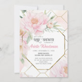 Elegant Blush Pink Peony Baby shower Waterverf Kaart (Voorkant)