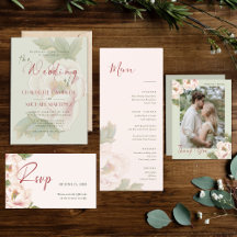 Elegant Blush Pink Peony Bloemen Party Menu Kaart