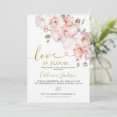 Elegant Blush Pink Peony Bloemenliefde in Bloom Kaart (Staand voorkant)