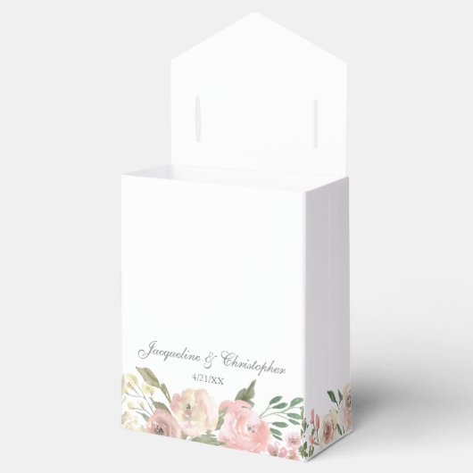 Elegant Blush Pink Peony Floral Garden Wedding Bedankdoosjes (Geopend)