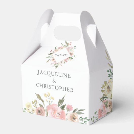 Elegant Blush Pink Peony Floral Garden Wedding Bedankdoosjes (Voorkant Zijde)