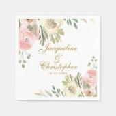 Elegant Blush Pink Peony Floral Gold Wedding Servet (Voorkant)