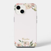 Elegant Blush Pink Peony Floral Monogram iPhone Hoesje (Achterkant)