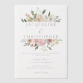 Elegant Blush Pink Peony Floral Spring Wedding Vellum Uitnodigingen (Voorkant)