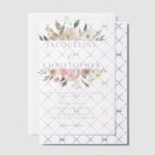 Elegant Blush Pink Peony Floral Spring Wedding Vellum Uitnodigingen (Offset (Uitnodiging))
