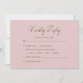 Elegant Blush Pink Peony Floral Wedding RSVP Kaart (Achterkant)