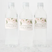 Elegant Blush Pink Peony Floral Wedding Waterfles Etiket (Flessen)