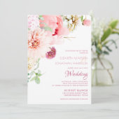 Elegant Blush Pink Peony Sage Floral Wedding Kaart (Staand voorkant)