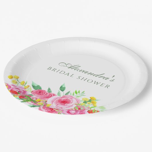 Elegant Blush Pink Peony Vrijgezellenfeest Papieren Bordje (Gekanteld)